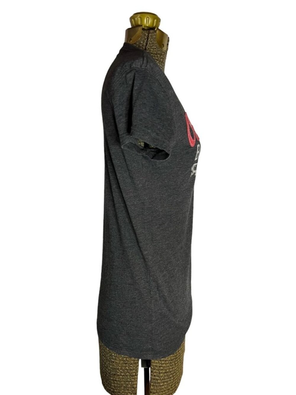 Ohio State Buckeyes Womens T-Shirt L J. America Gray Red Short Sleeve - Picture 2 of 6